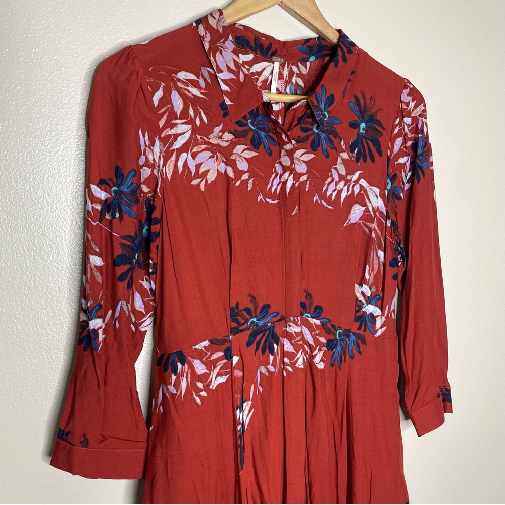 Free People | After the Storm Red Maxi Shirt Dress, HTF/Rare, size 6 - Picture 8 of 14